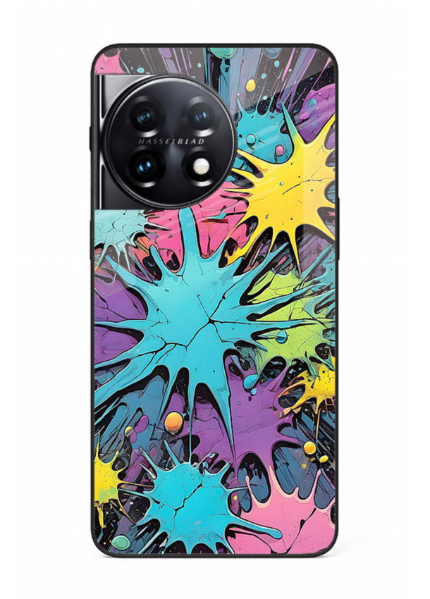 Neon Splash Explosion neon splash pattern OnePlus 11R glass back cover