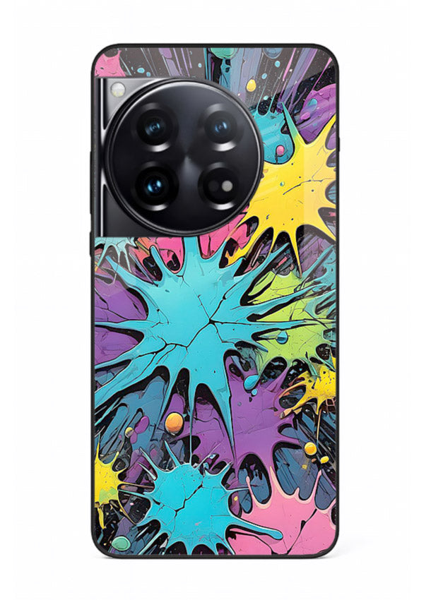 Neon Splash Explosion neon splash pattern OnePlus 12 glass back cover