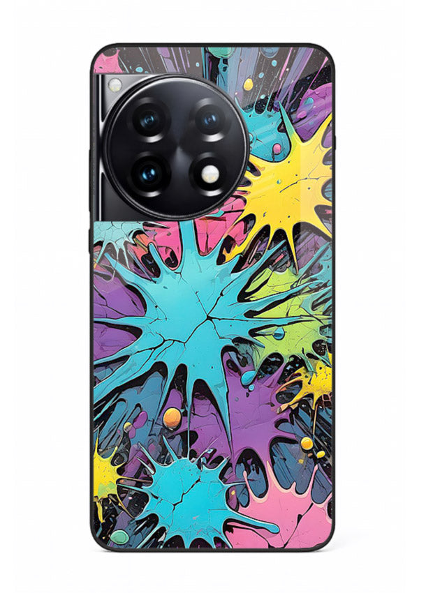 Neon Splash Explosion neon splash pattern OnePlus 12R glass back cover