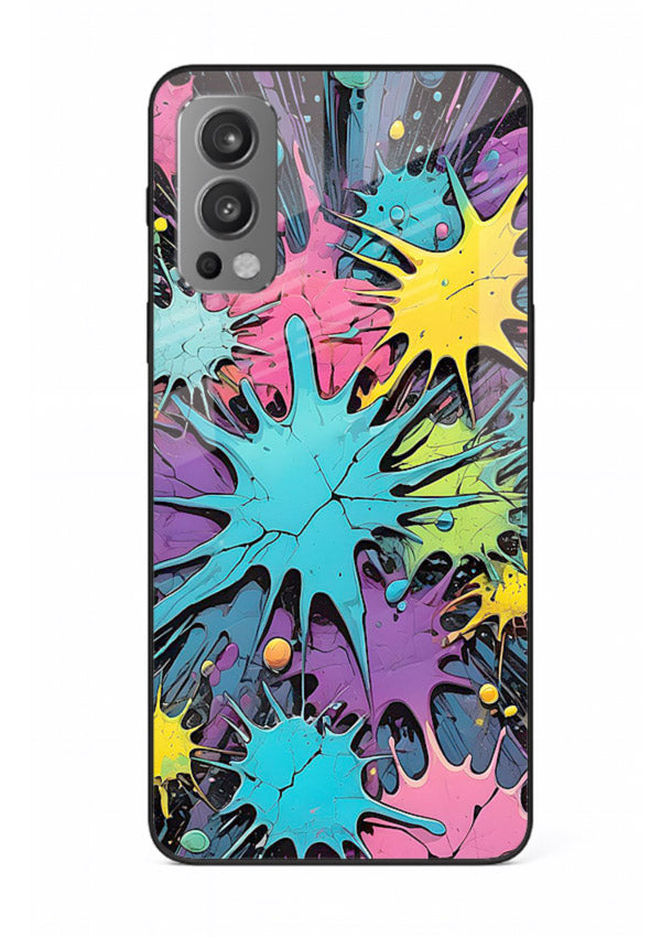 Neon Splash Explosion neon splash pattern OnePlus Nord 2 glass back cover