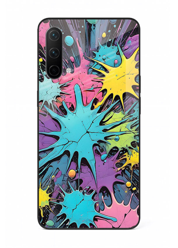 Neon Splash Explosion neon splash pattern OnePlus Nord CE 5G glass back cover