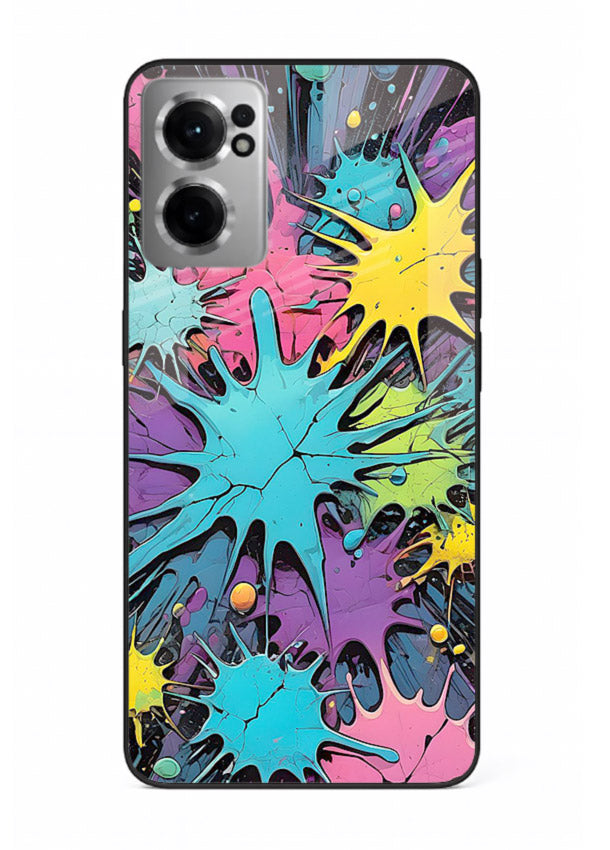 Neon Splash Explosion neon splash pattern OnePlus Nord CE2 5G glass back cover