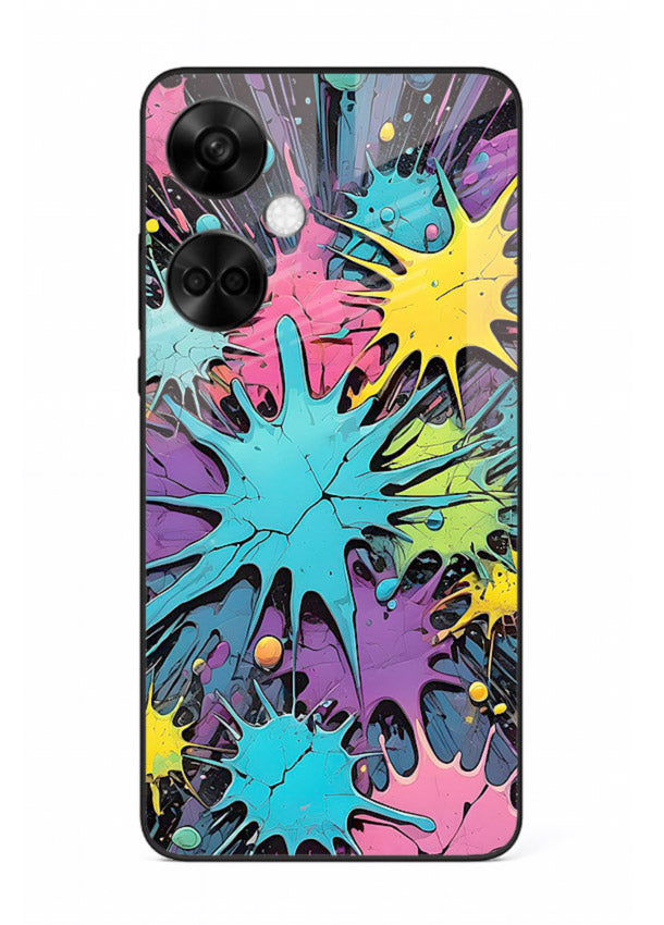 Neon Splash Explosion neon splash pattern OnePlus Nord CE3 glass back cover