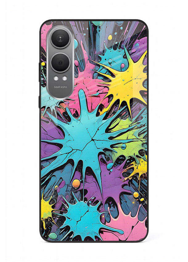Neon Splash Explosion neon splash pattern OnePlus Nord CE4 Lite glass back cover