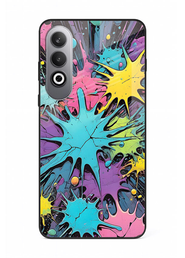 Neon Splash Explosion neon splash pattern OnePlus Nord CE4 glass back cover