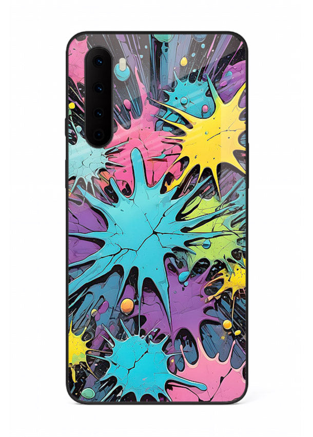 Neon Splash Explosion neon splash pattern OnePlus Nord glass back cover