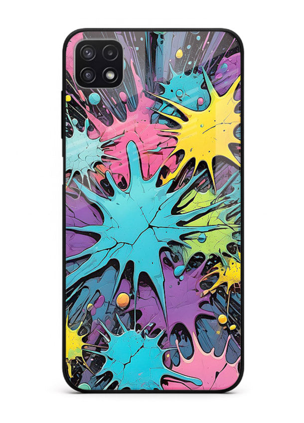 Neon Splash Explosion neon splash pattern Samsung A22 5G glass back cover