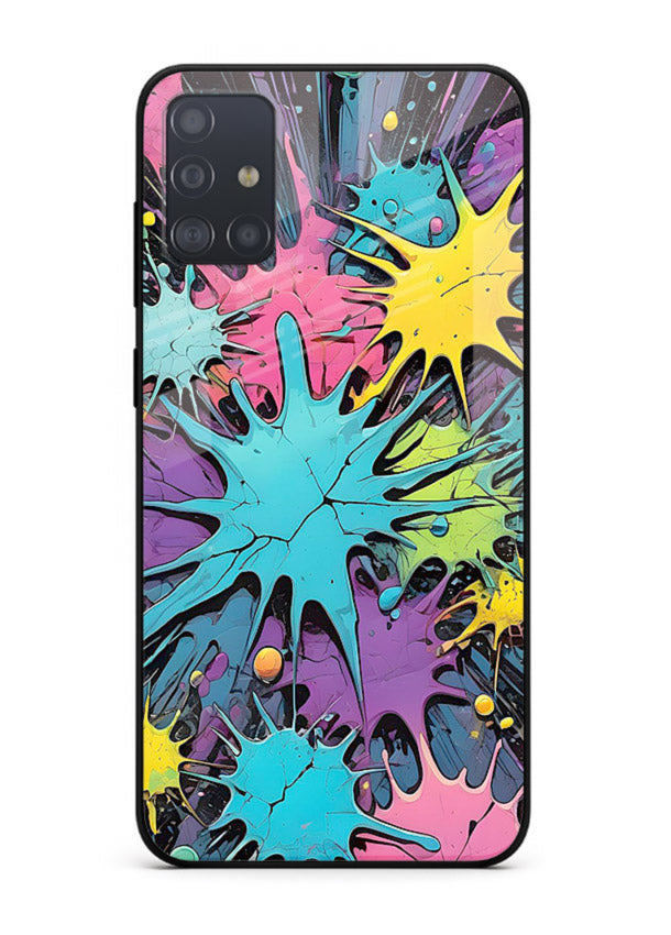 Neon Splash Explosion neon splash pattern Samsung A51 glass back cover