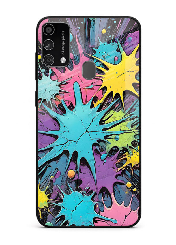 Neon Splash Explosion neon splash pattern Samsung F41 glass back cover