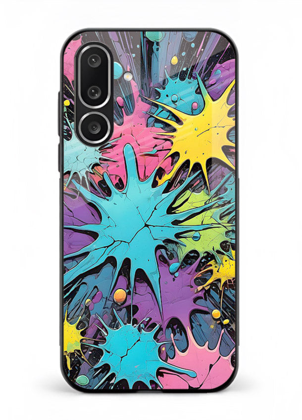 Neon Splash Explosion neon splash pattern Samsung M56 5G glass back cover