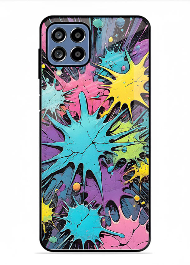 Neon Splash Explosion neon splash pattern Samsung M53 5G glass back cover