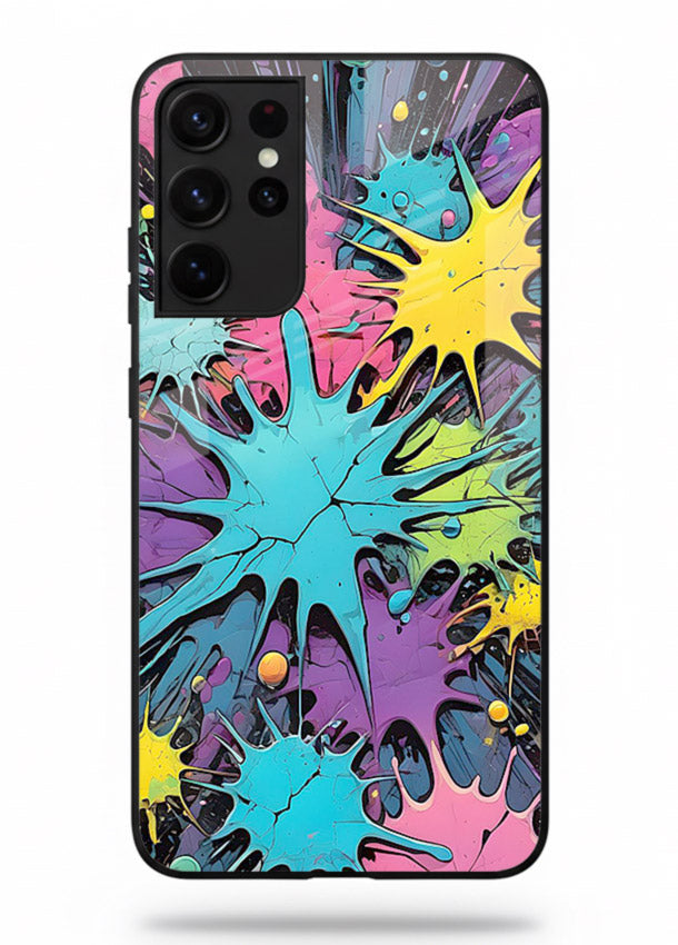 Neon Splash Explosion neon splash pattern Samsung S21 Ultra glass back cover