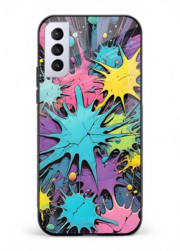 Neon Splash Explosion neon splash pattern Samsung S21 Plus glass back cover