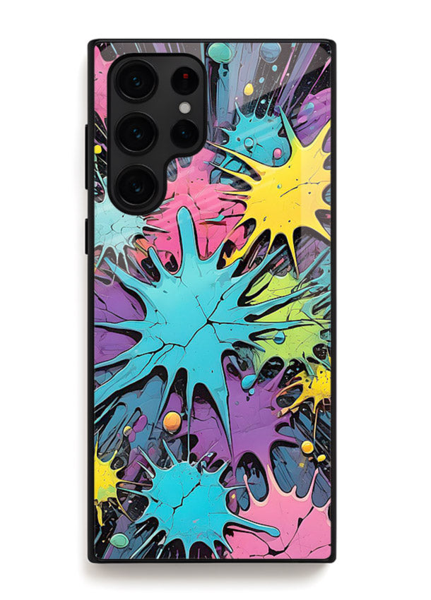 Neon Splash Explosion neon splash pattern Samsung S22 Ultra glass back cover