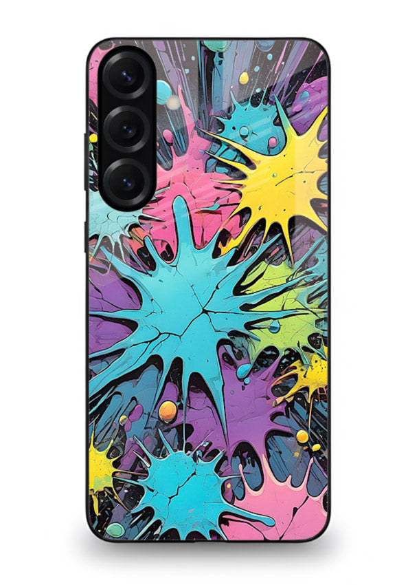 Neon Splash Explosion neon splash pattern Samsung A55 5G glass back cover