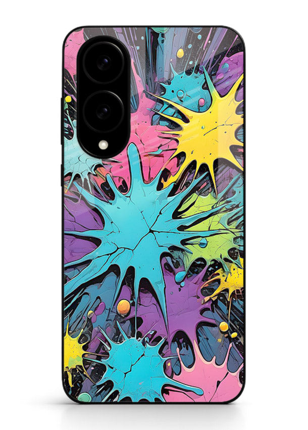 Neon Splash Explosion neon splash pattern Samsung S25 Edge glass back cover