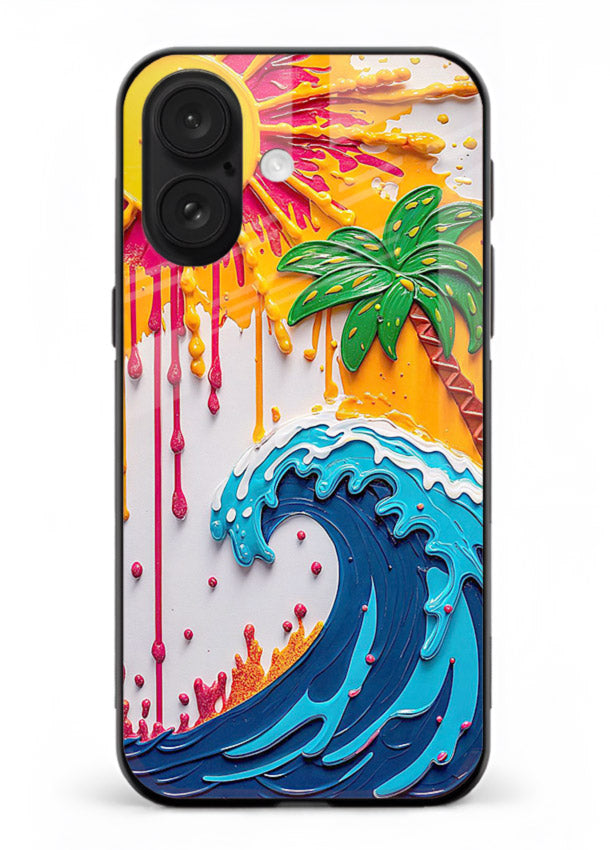 Neon Splash Wave bright abstract wave artwork iphone 17 glass back cover