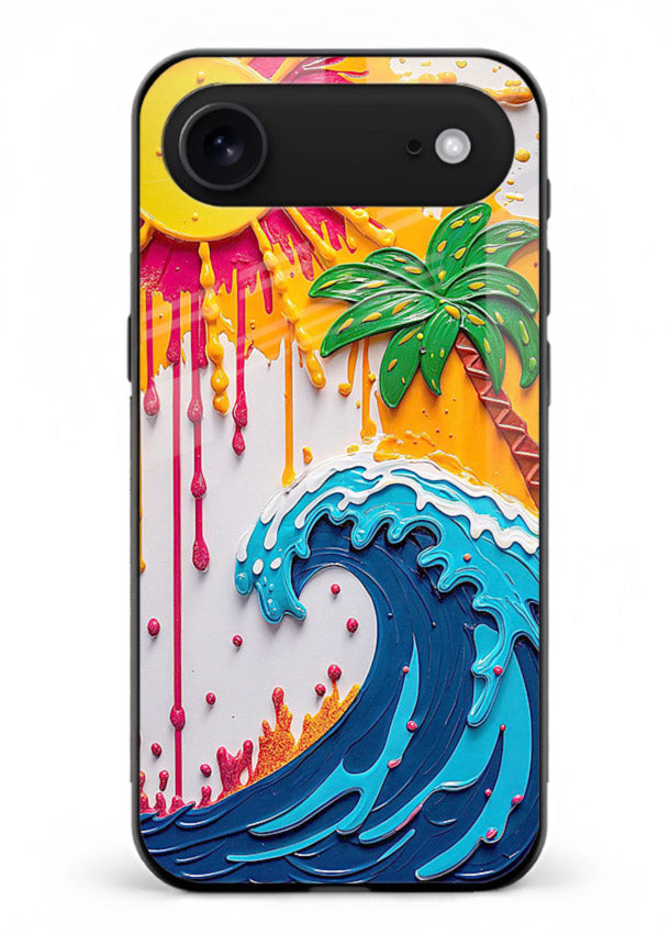 Neon Splash Wave bright abstract wave artwork iphone 17 air glass back cover