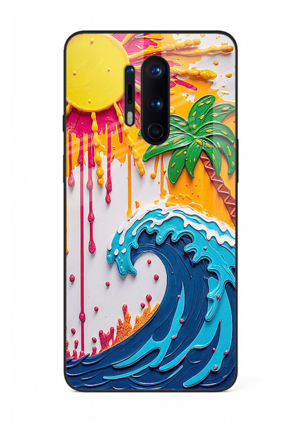 Neon Splash Wave bright abstract wave artwork OnePlus 8 Pro glass back cover