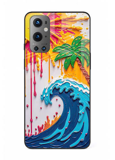 Neon Splash Wave bright abstract wave artwork OnePlus 9 glass back cover