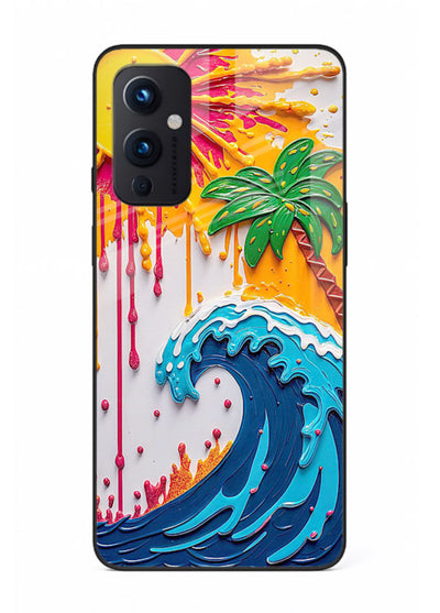 Neon Splash Wave bright abstract wave artwork OnePlus 9 Pro glass back cover
