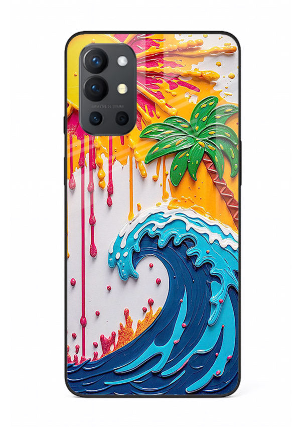 Neon Splash Wave bright abstract wave artwork OnePlus 9R glass back cover
