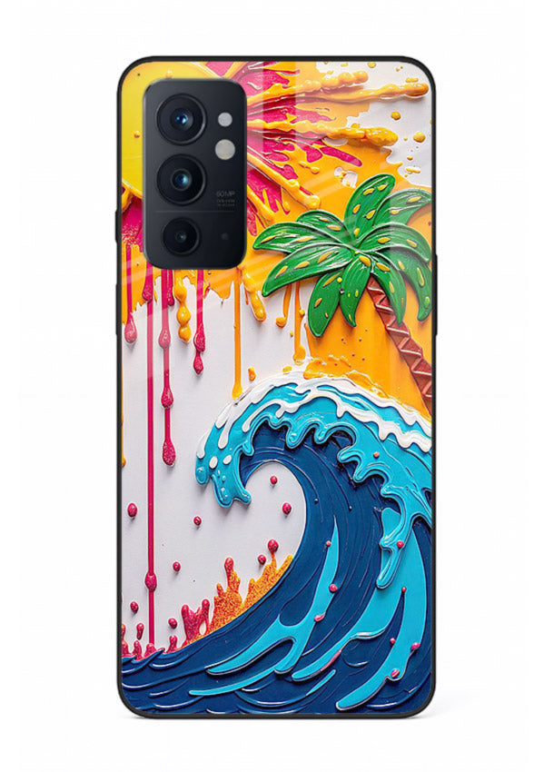 Neon Splash Wave bright abstract wave artwork OnePlus 9RT glass back cover