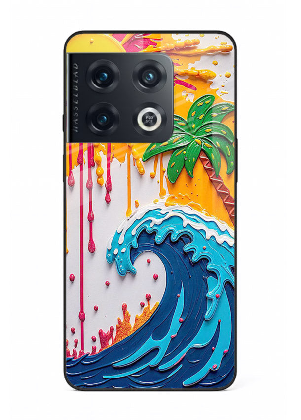 Neon Splash Wave bright abstract wave artwork OnePlus 10 Pro glass back cover