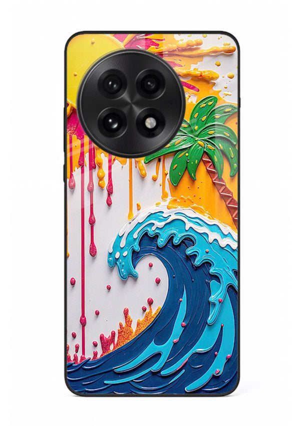 Neon Splash Wave bright abstract wave artwork OnePlus 13 glass back cover