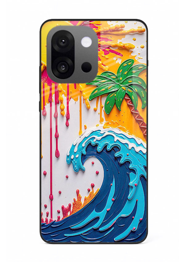 Neon Splash Wave bright abstract wave artwork OnePlus 13s glass back cover