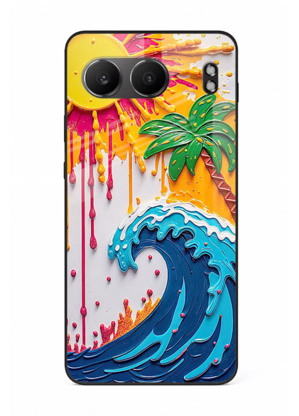 Neon Splash Wave bright abstract wave artwork OnePlus Nord 4 glass back cover