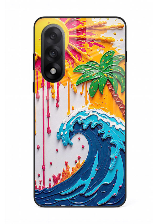 Neon Splash Wave bright abstract wave artwork OnePlus Nord 5 glass back cover