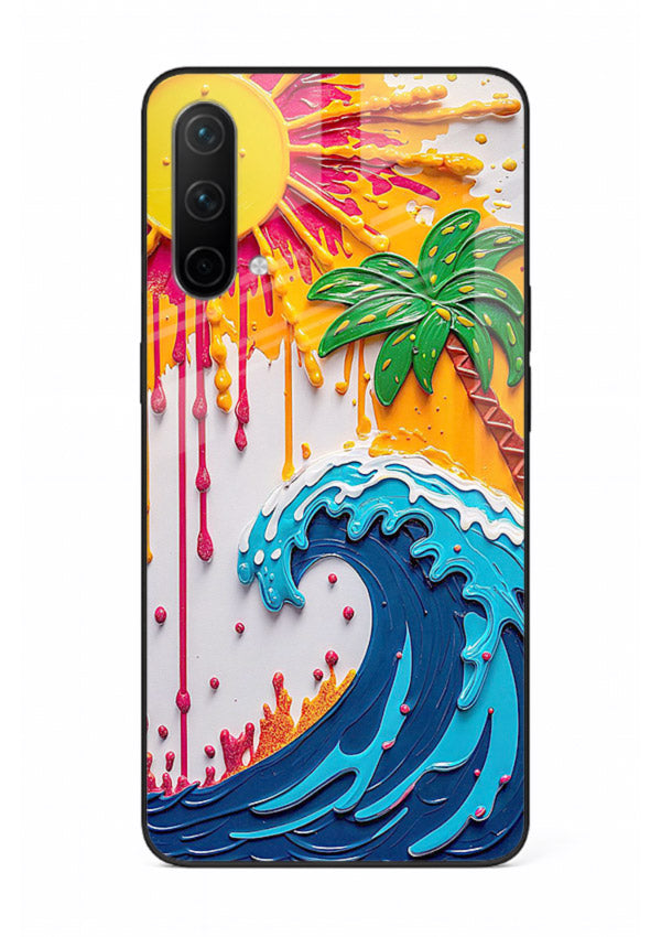 Neon Splash Wave bright abstract wave artwork OnePlus Nord CE 5G glass back cover