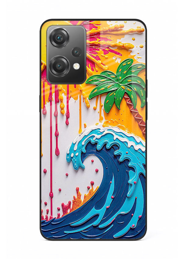 Neon Splash Wave bright abstract wave artwork OnePlus Nord CE2 Lite 5G glass back cover