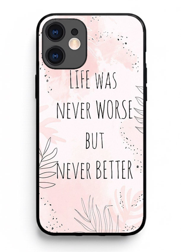 Healing pink quote artwork printed on iphone 12 glass back cover with comforting tones.
