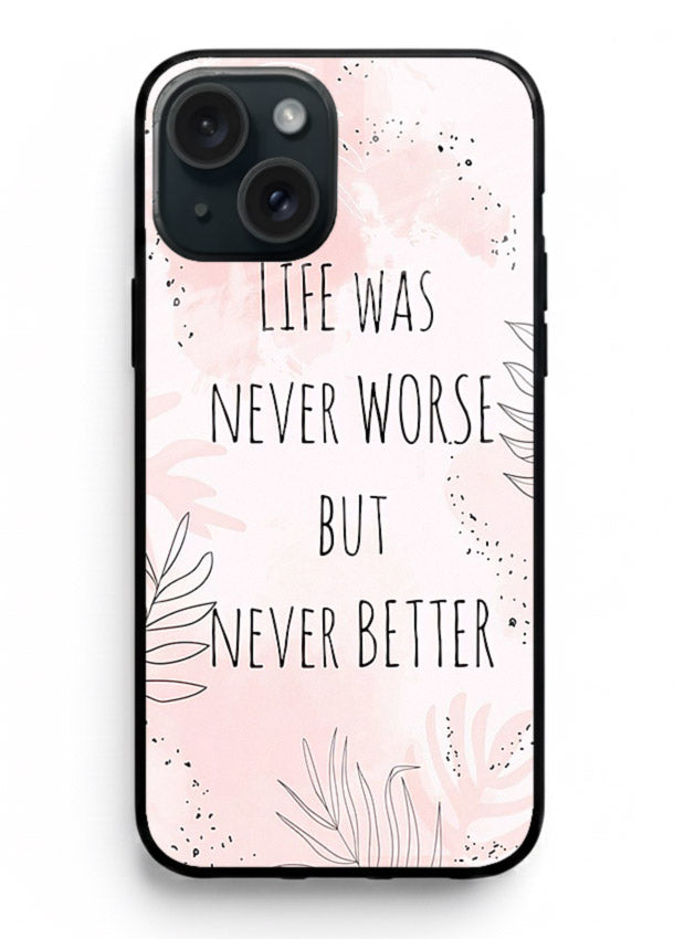 Healing pink quote artwork printed on iphone 14 glass back cover with comforting tones.