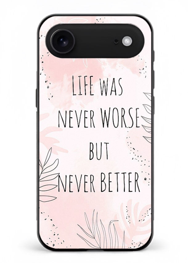 Healing pink quote artwork printed on iphone 17 air glass back cover with comforting tones.