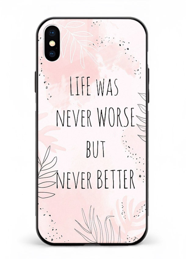 Healing pink quote artwork printed on iphone xs max glass back cover with comforting tones.