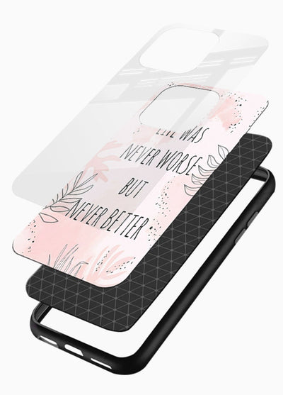 Healing pink quote artwork printed on glossy vibrant premium glass back cover with comforting tones. - Angle Layers