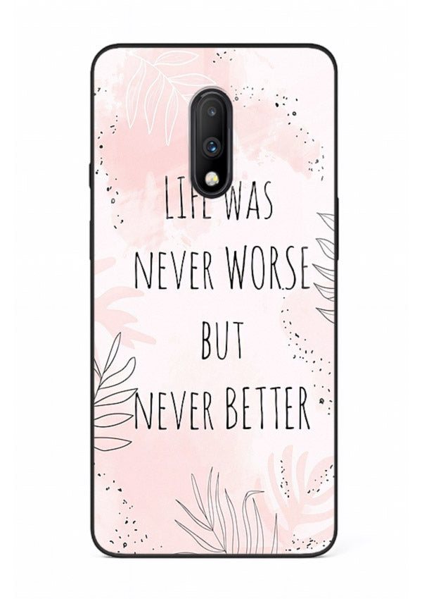 Healing pink quote artwork printed on OnePlus 7 glass back cover with comforting tones.