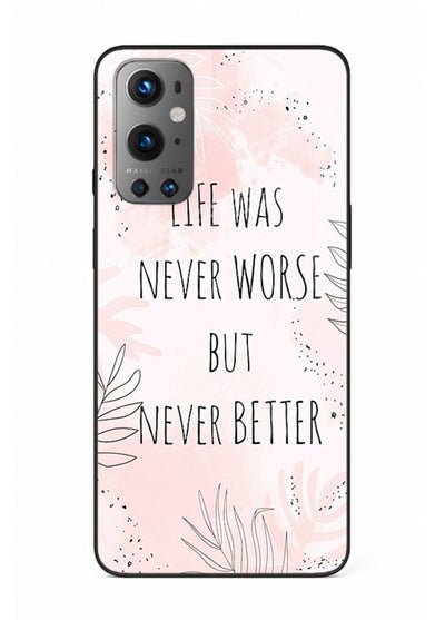 Healing pink quote artwork printed on OnePlus 9 glass back cover with comforting tones.