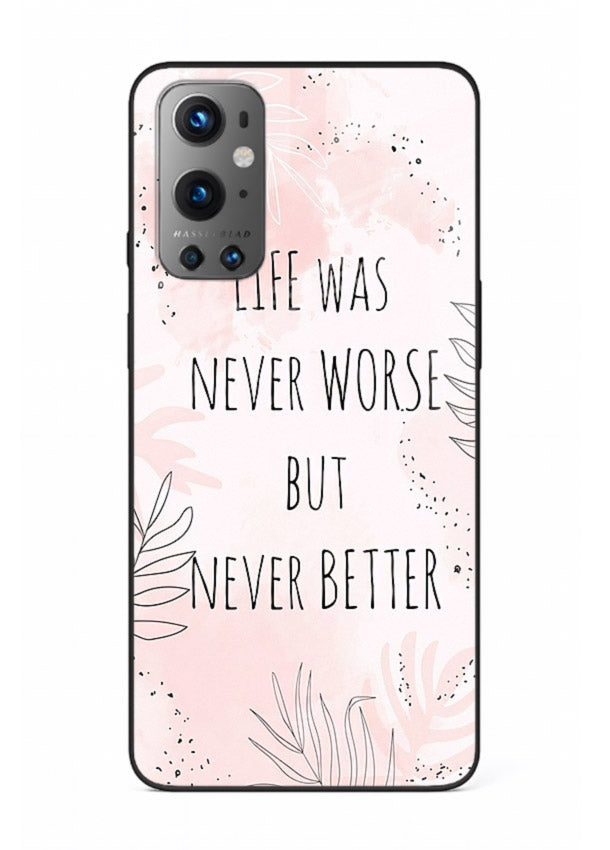 Healing pink quote artwork printed on OnePlus 9 glass back cover with comforting tones.
