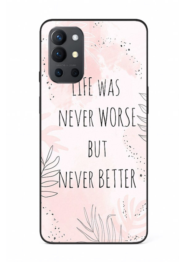 Healing pink quote artwork printed on OnePlus 9R glass back cover with comforting tones.