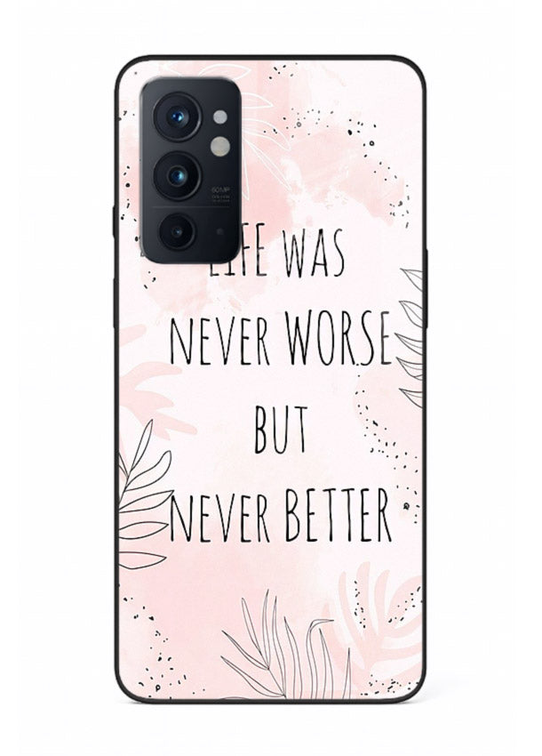 Healing pink quote artwork printed on OnePlus 9RT glass back cover with comforting tones.