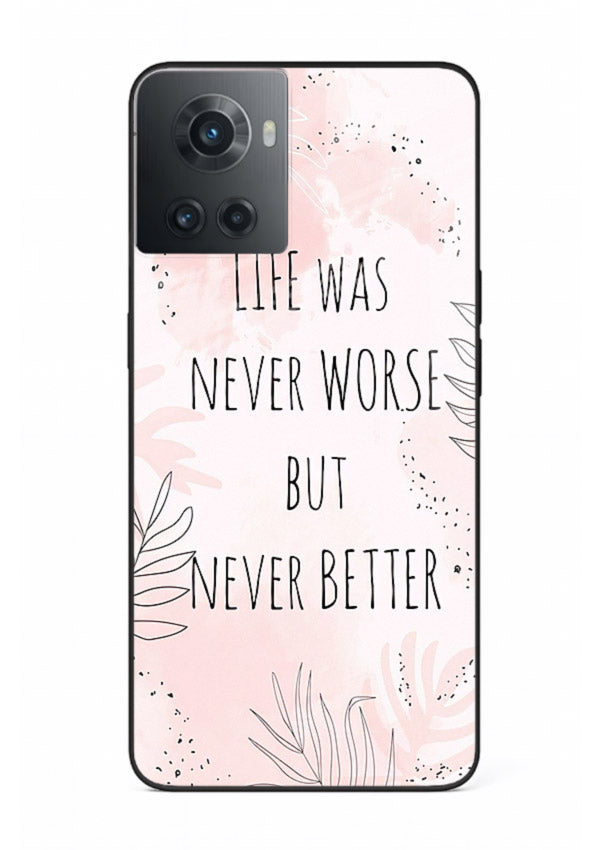 Healing pink quote artwork printed on OnePlus 10R glass back cover with comforting tones.