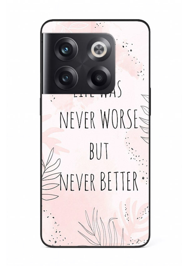 Healing pink quote artwork printed on OnePlus 10T glass back cover with comforting tones.