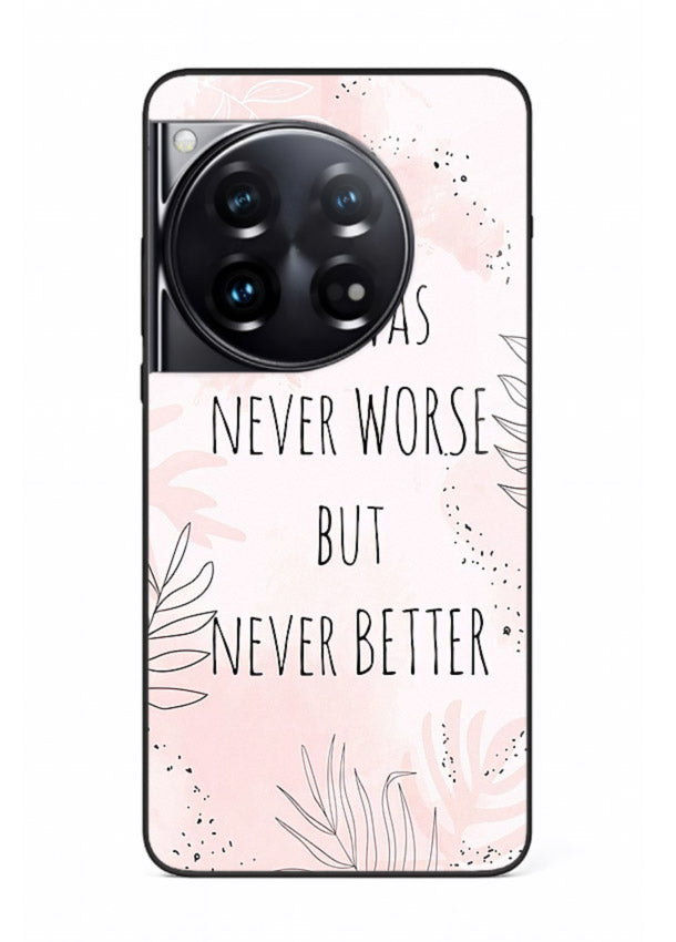 Healing pink quote artwork printed on OnePlus 12 glass back cover with comforting tones.