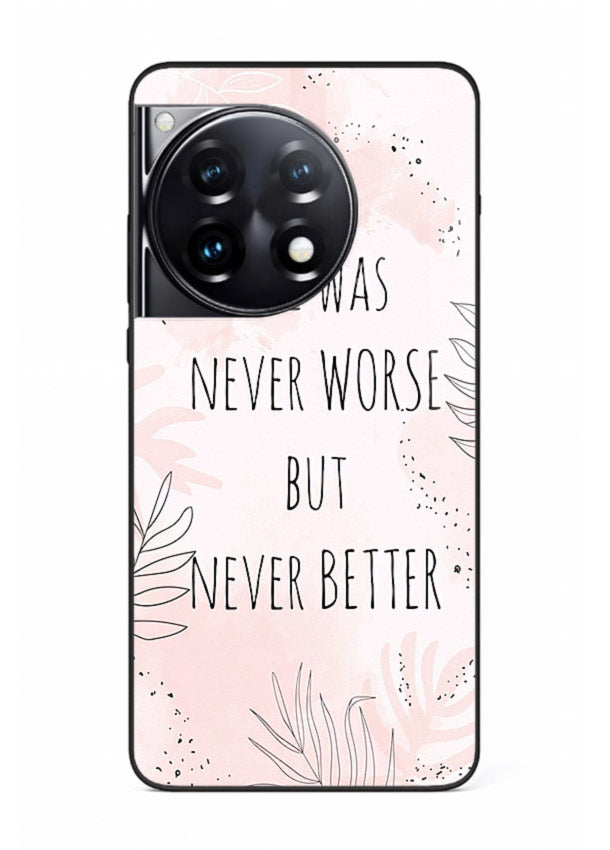 Healing pink quote artwork printed on OnePlus 12R glass back cover with comforting tones.