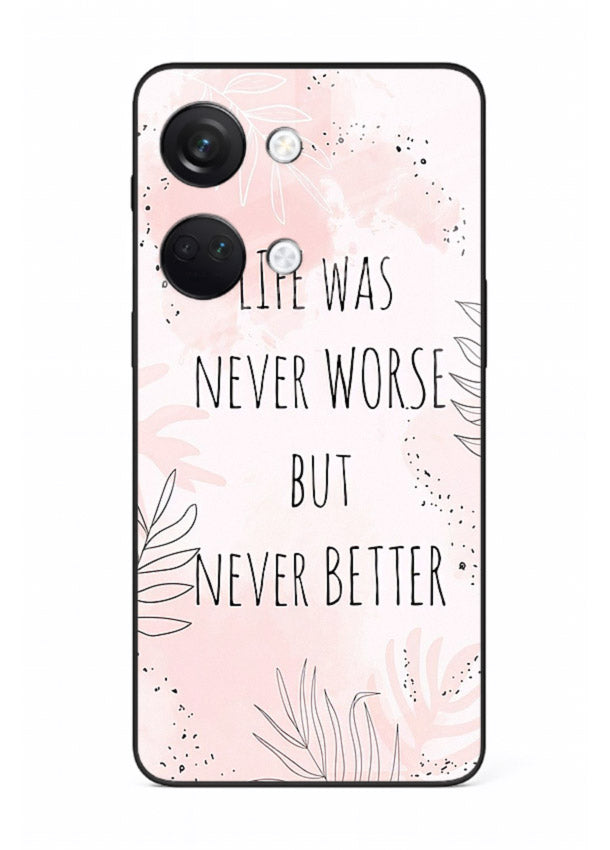 Healing pink quote artwork printed on OnePlus Nord 3 glass back cover with comforting tones.