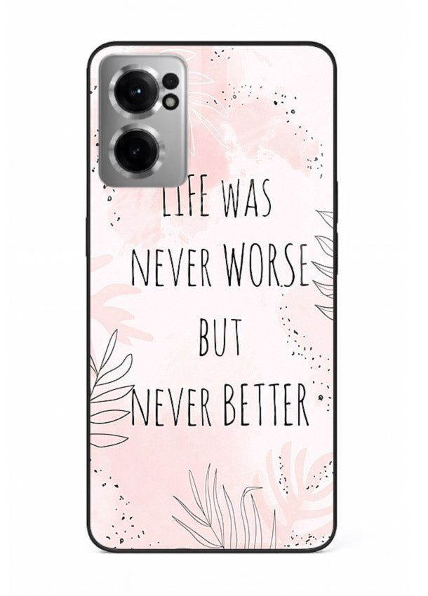 Healing pink quote artwork printed on OnePlus Nord CE2 5G glass back cover with comforting tones.